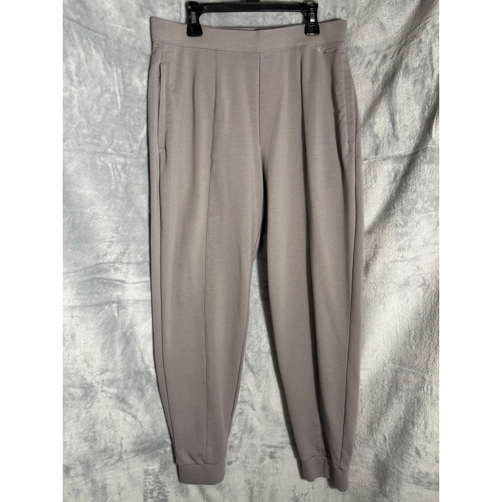 H by Halston Women Pintuck French‎ Terry Jogger Pants Taupe Gray Small